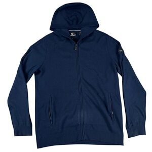 Buttercloth Sweater Hoodie Full Zip Pockets Navy Blue Comfort Men’s Size Large